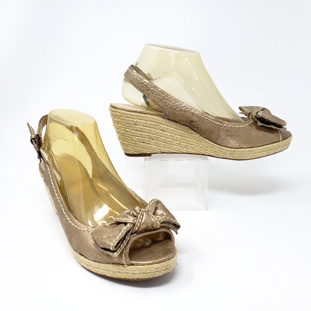 Franco Sarto Metallic Wedge Sandals EUC
